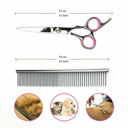 Pet Grooming Scissors Set with 8-Inch Curved Blades & Safety Tips
