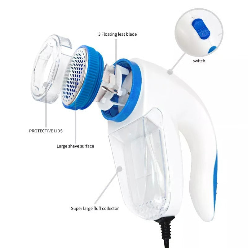 Effortless Lint Remover with Motorized Blades and Safety Mesh