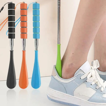 Adjustable Length Stainless Steel Shoe Helper with Secure Grip
