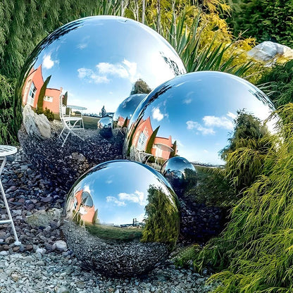 Reflective Stainless Steel Spheres for Elegant Outdoor Decor