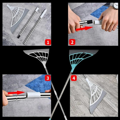 Versatile Telescopic Broom with Multi-Surface Cleaning Head