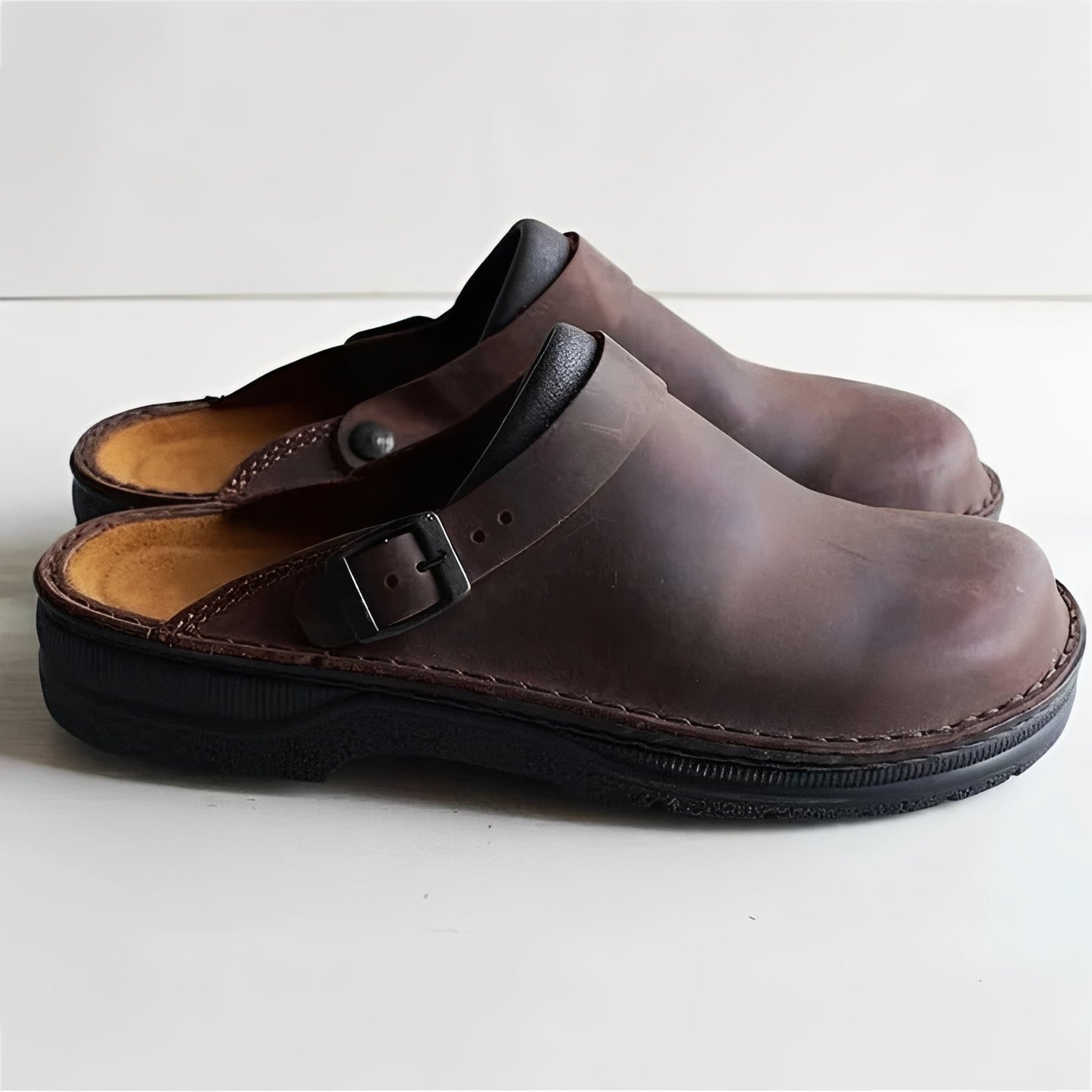 Premium Leather House Slippers with Customizable Insoles