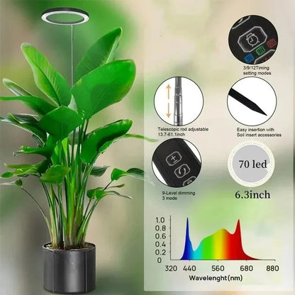 Versatile Indoor Plant LED Light with Height Adjustment & Timer