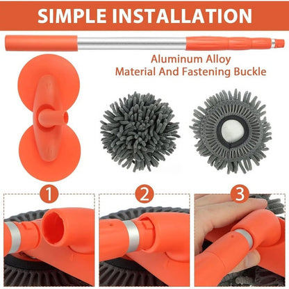 Adjustable Long-Handle Car Cleaning Tool with 360° Rotation