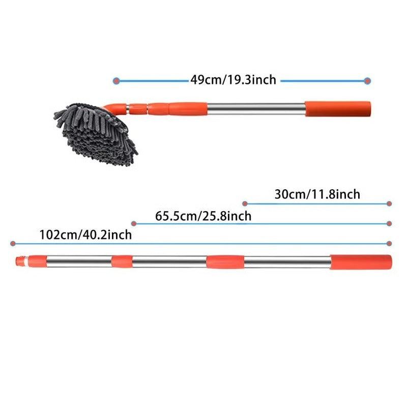 Adjustable Long-Handle Car Cleaning Tool with 360° Rotation