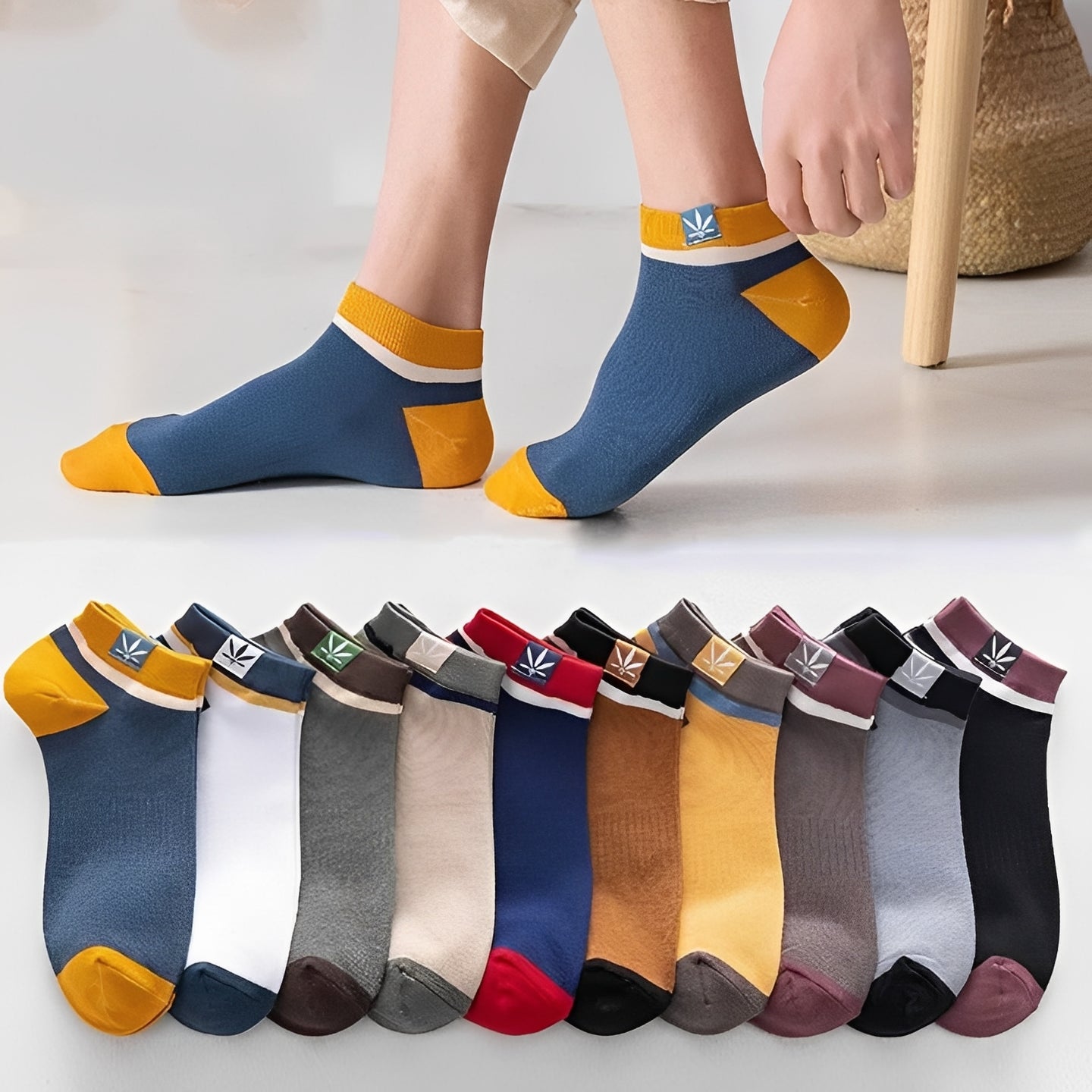 Men's Ankle Socks - 20 Pairs in Vibrant Assortments
