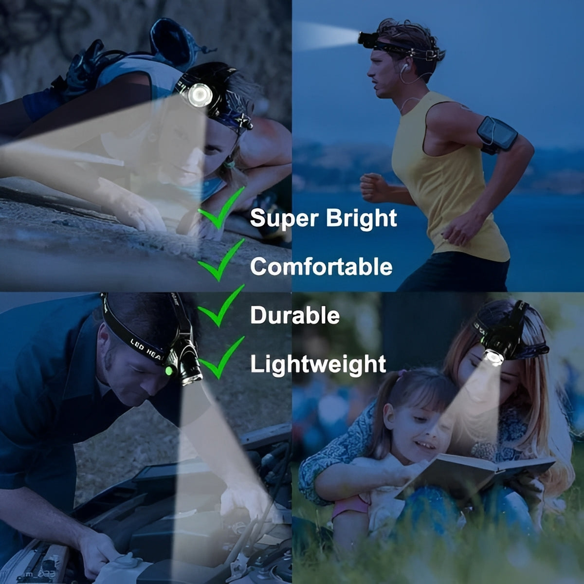 Versatile Rechargeable Headlamp with Adjustable Focus and Modes