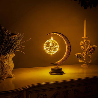Mystic Orb and Celestial Glow Lamp with Detailed Crater Design