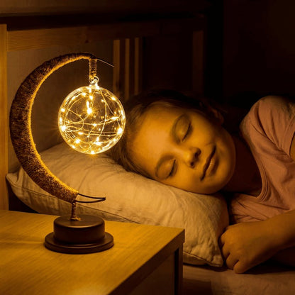Mystic Orb and Celestial Glow Lamp with Detailed Crater Design