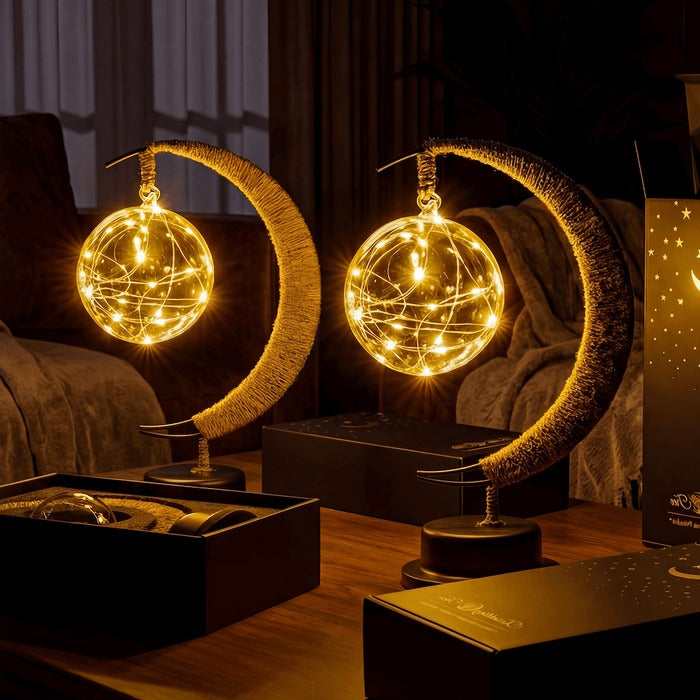 Mystic Orb and Celestial Glow Lamp with Detailed Crater Design