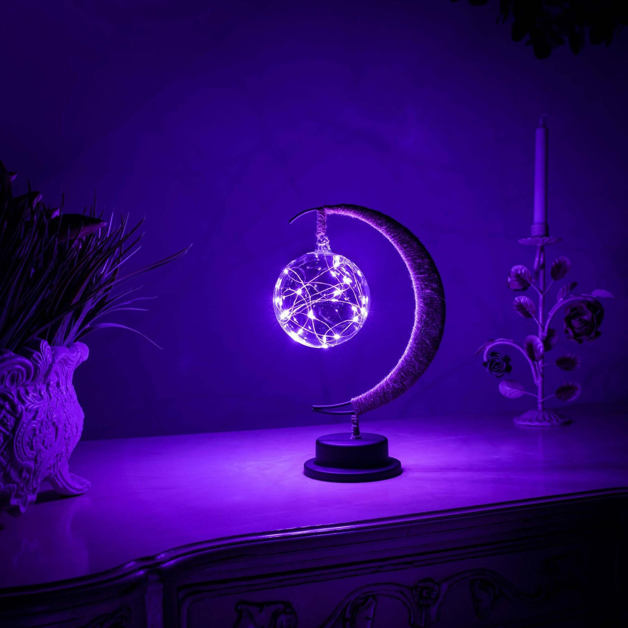 Mystic Orb and Celestial Glow Lamp with Detailed Crater Design