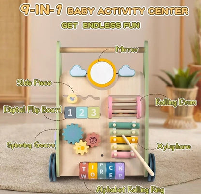 Wooden Toddler Walker and Learning Activity Center