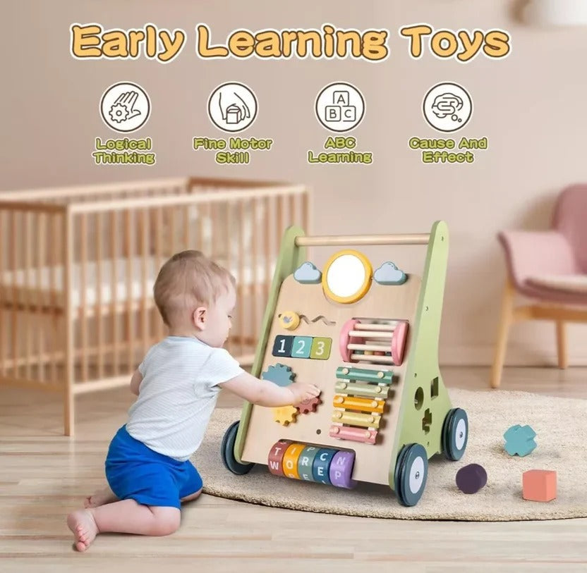Wooden Toddler Walker and Learning Activity Center
