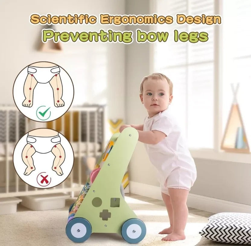 Wooden Toddler Walker and Learning Activity Center
