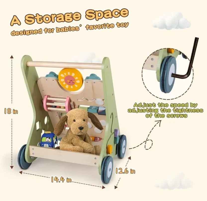 Wooden Toddler Walker and Learning Activity Center