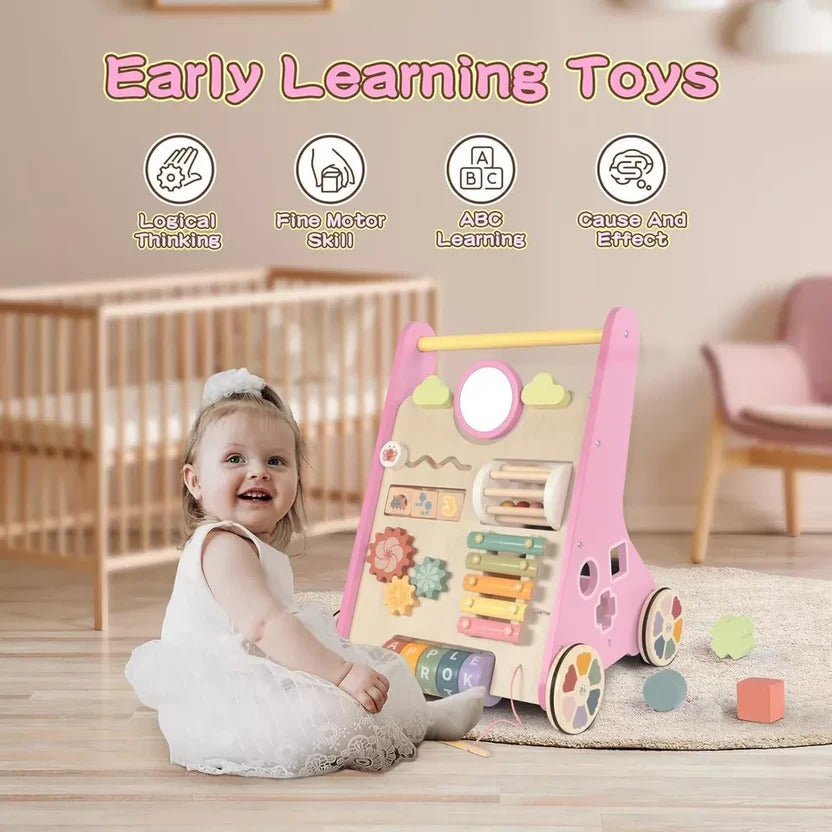 Wooden Toddler Walker and Learning Activity Center