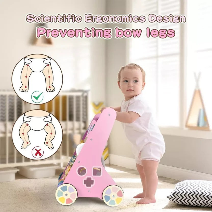 Wooden Toddler Walker and Learning Activity Center