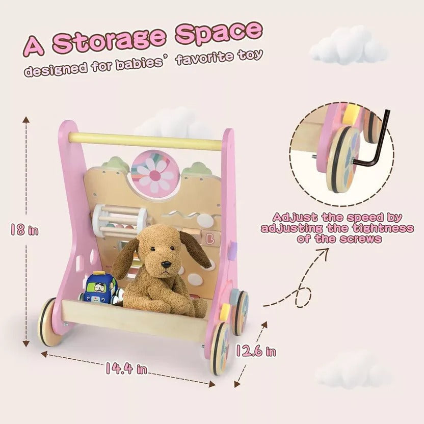 Wooden Toddler Walker and Learning Activity Center