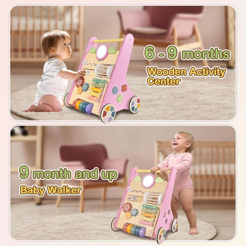 Wooden Toddler Walker and Learning Activity Center
