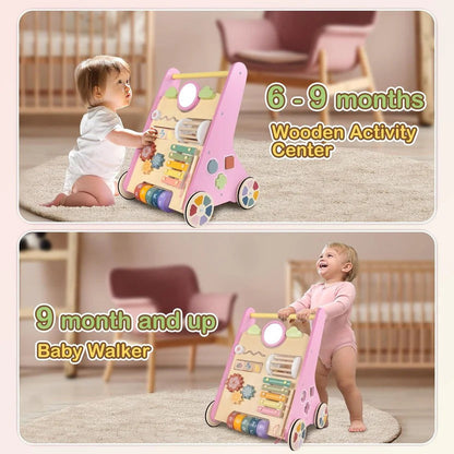 Wooden Toddler Walker and Learning Activity Center