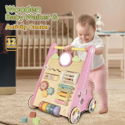 Wooden Toddler Walker and Learning Activity Center