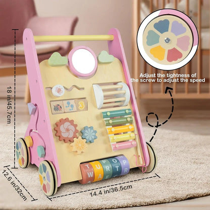 Wooden Toddler Walker and Learning Activity Center