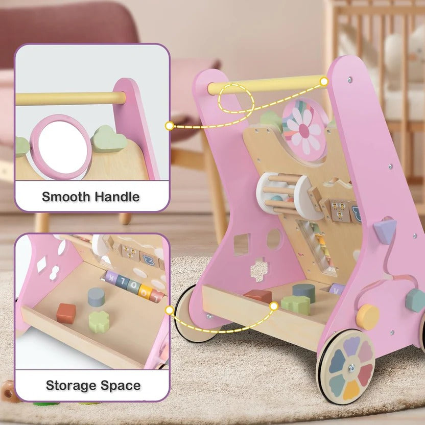 Wooden Toddler Walker and Learning Activity Center