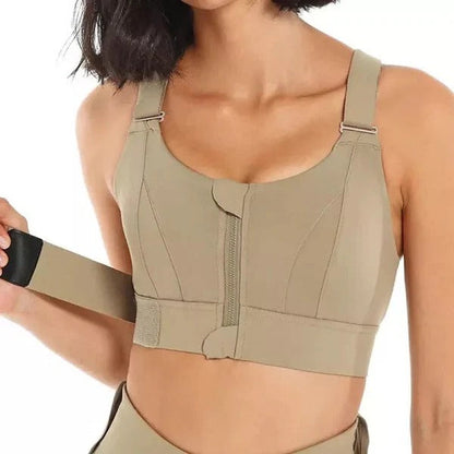 Zippered Active Support Bra with Customizable Straps