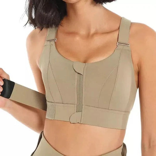 Zippered Active Support Bra with Customizable Straps