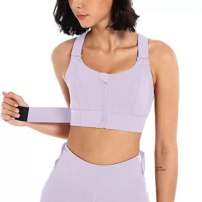Zippered Active Support Bra with Customizable Straps