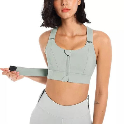 Zippered Active Support Bra with Customizable Straps