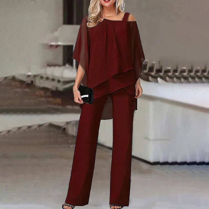 Chic Cold-Shoulder Ensemble for Women