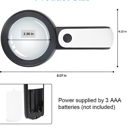 30x LED-Enhanced Handheld Magnifier for Clear Viewing