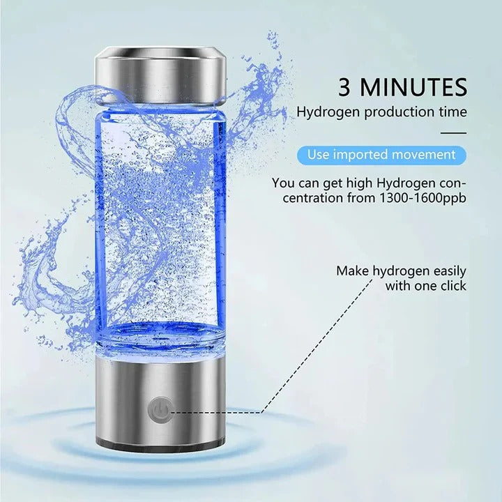 Hydrogen-Infusing Water Bottle with USB Charging Base