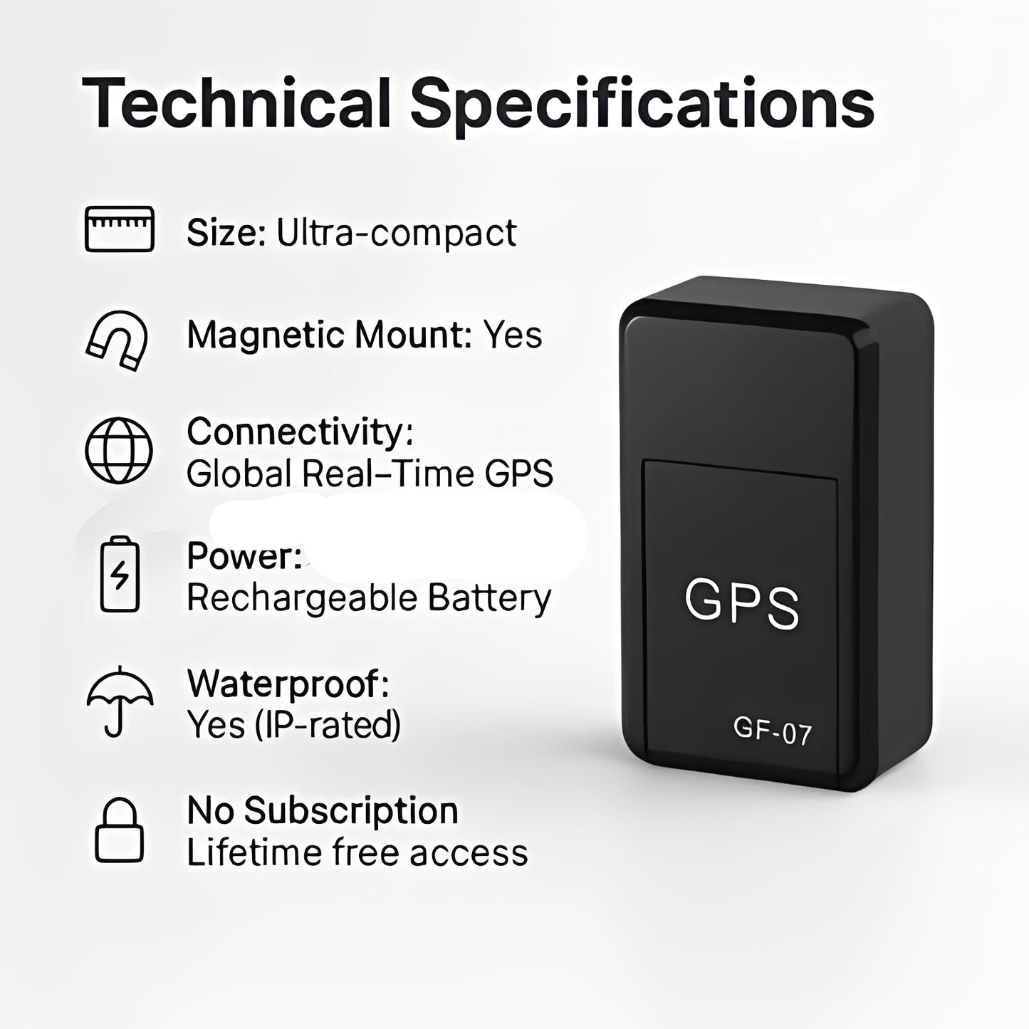 Compact GPS Tracker with Magnetic Attachment for Vehicles