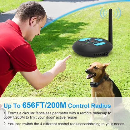 Portable Wireless Pet Safety Barrier with Coaching Features
