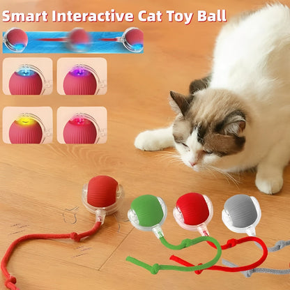 Interactive Motion-Activated Cat Play Ball with Feather Tail