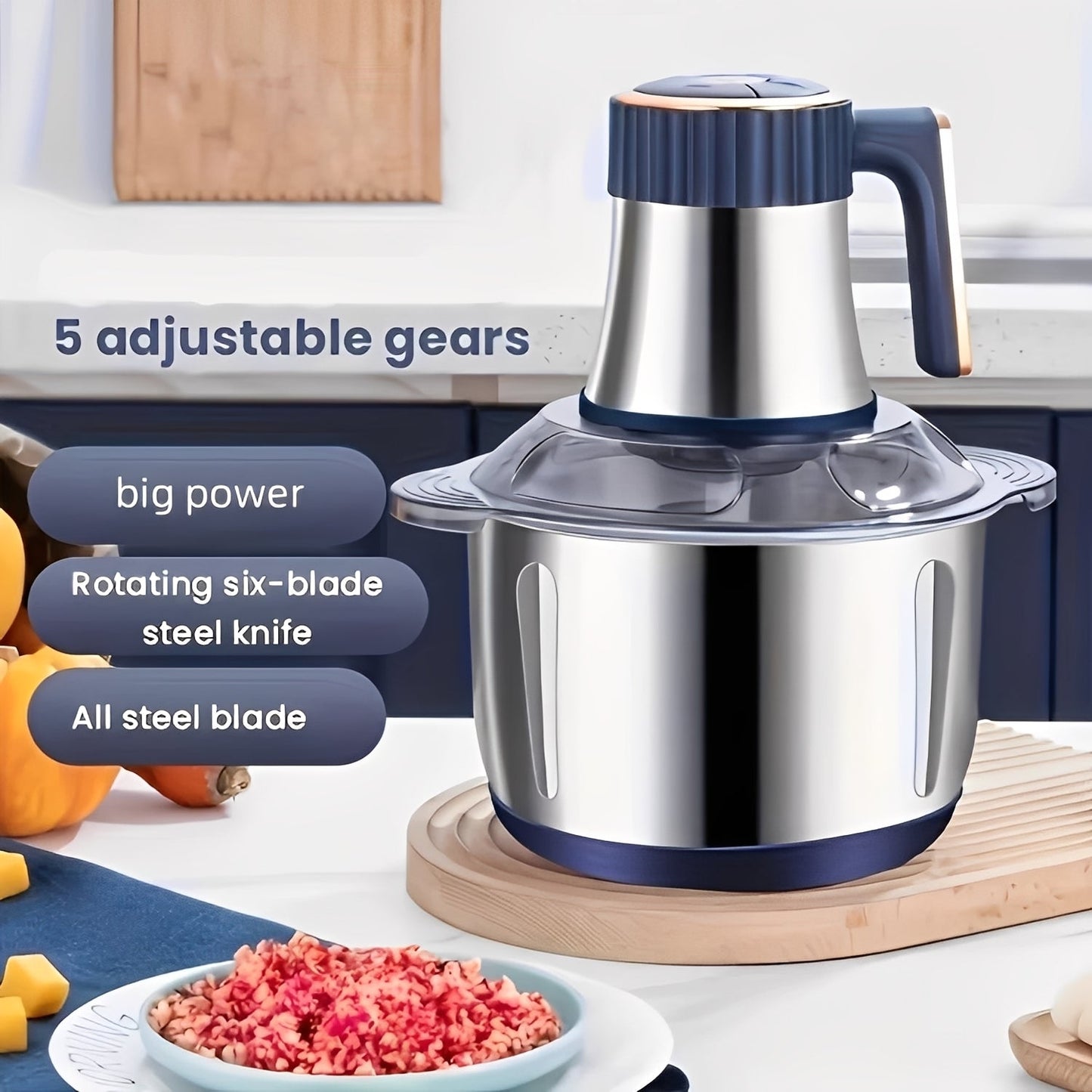 Versatile Electric Food Processor with 5 Speed Settings