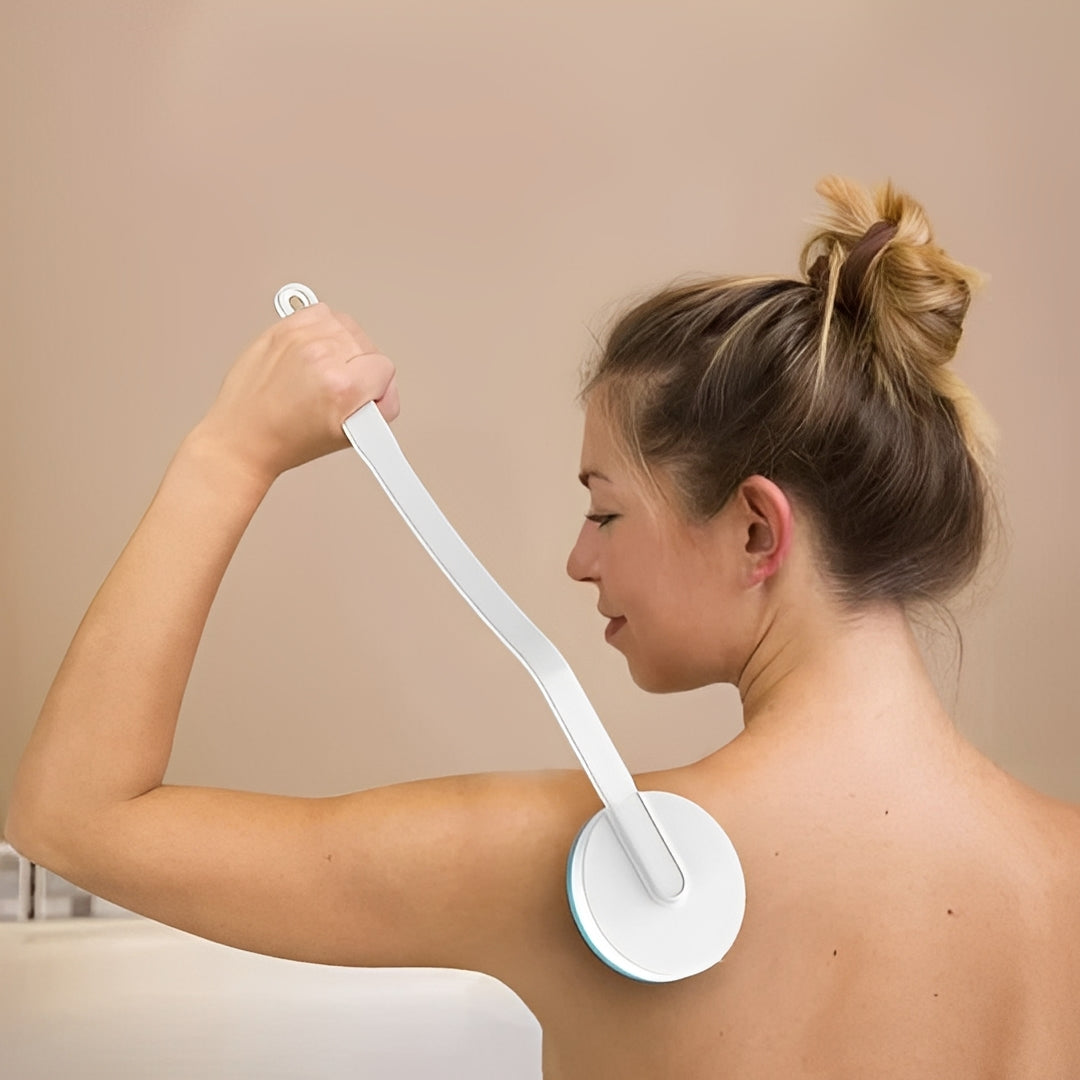 Extended Reach Lotion Applicator with Massage Roller