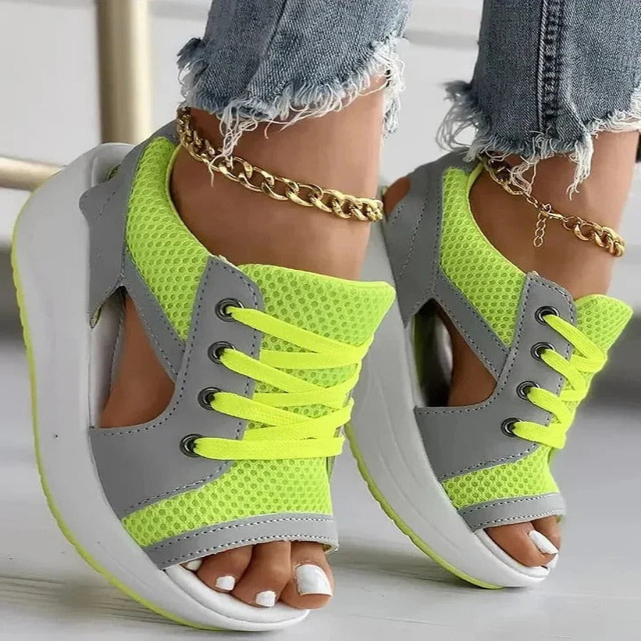 Lace-Up Comfort Sandals with Cushioned Footbed and Stylish Cutouts