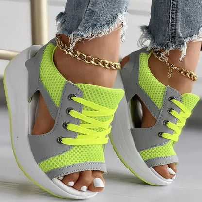 Lace-Up Comfort Sandals with Cushioned Footbed and Stylish Cutouts