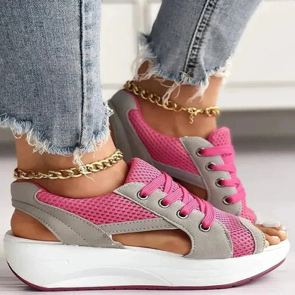 Lace-Up Comfort Sandals with Cushioned Footbed and Stylish Cutouts