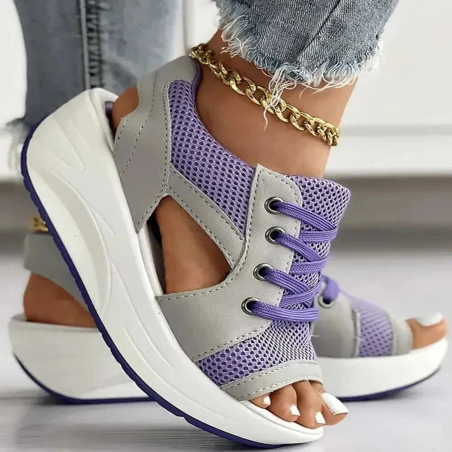 Lace-Up Comfort Sandals with Cushioned Footbed and Stylish Cutouts