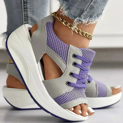 Lace-Up Comfort Sandals with Cushioned Footbed and Stylish Cutouts