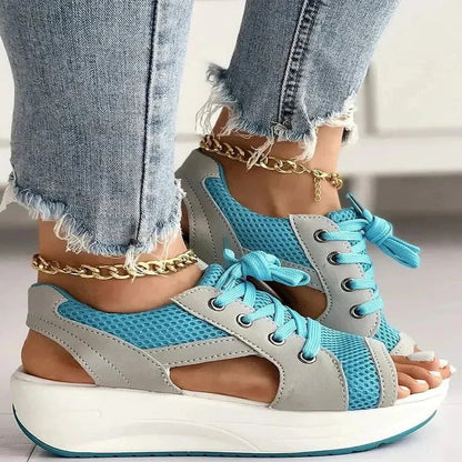 Lace-Up Comfort Sandals with Cushioned Footbed and Stylish Cutouts