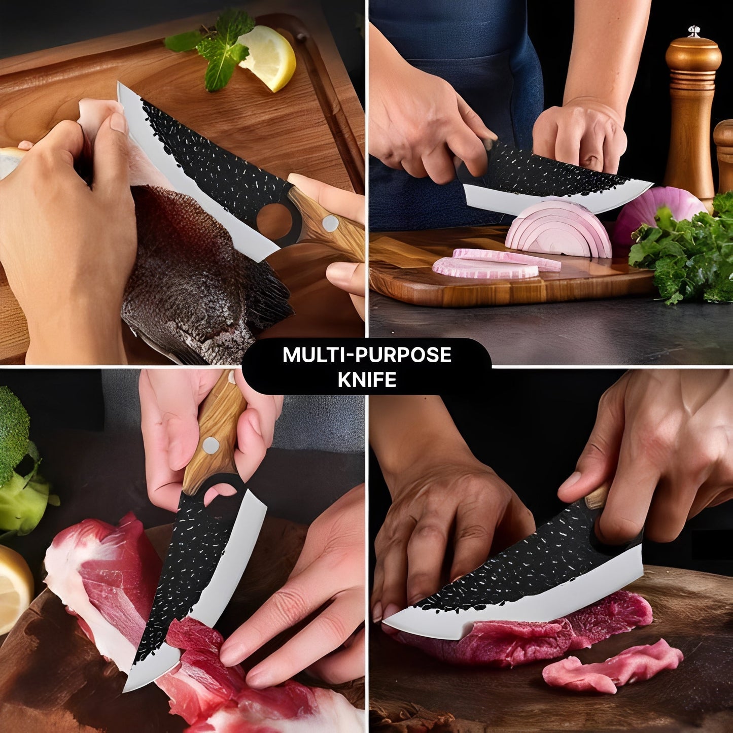 Precision Chef's Knife with Comfortable Wooden Grip