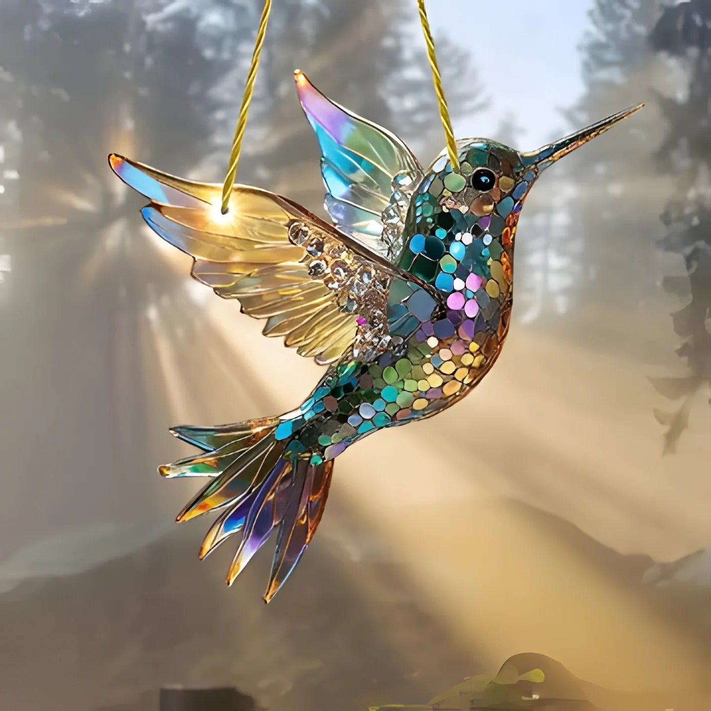 Vibrant Glass Bird Window Ornament for Radiant Light Effects