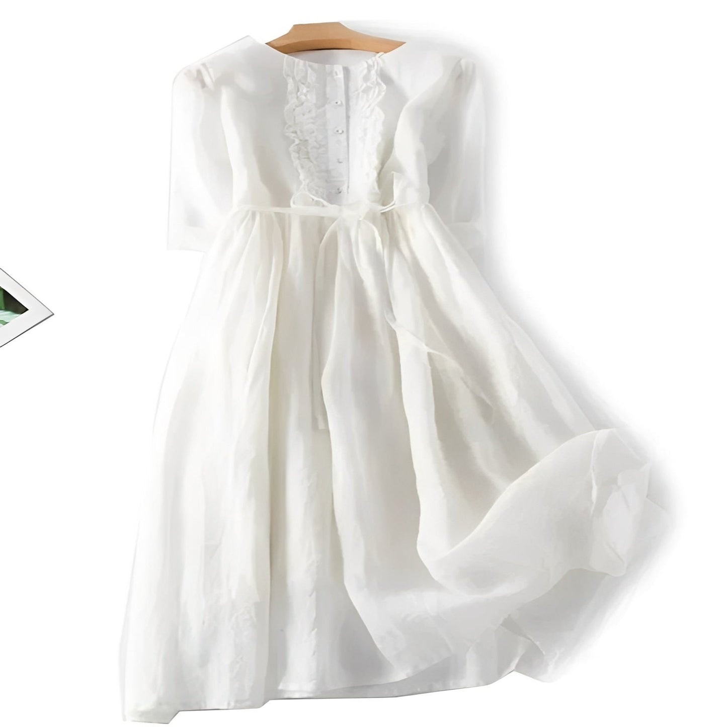 Breezy Linen Blend Dress with Charming Ruffles for Women