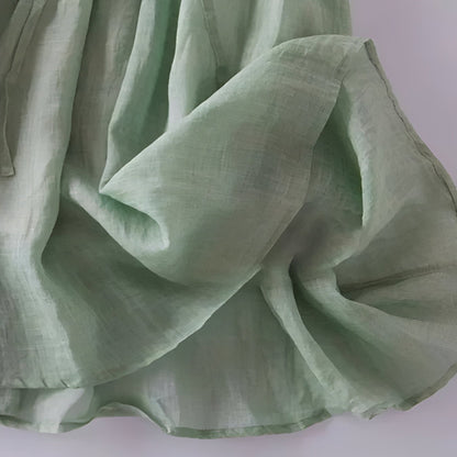 Breezy Linen Blend Dress with Charming Ruffles for Women