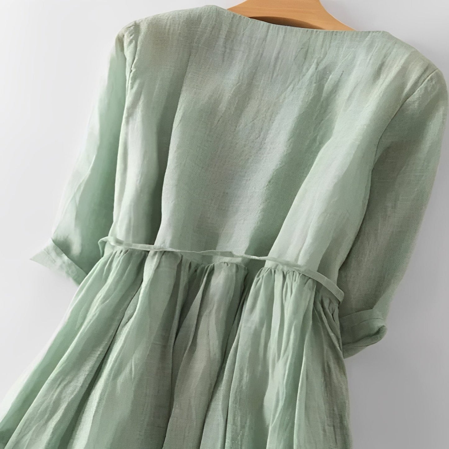Breezy Linen Blend Dress with Charming Ruffles for Women